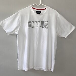 GEEDUP T-Shirt Mens XL White Embroidered Logo Short Sleeve Tee Casual Streetwear